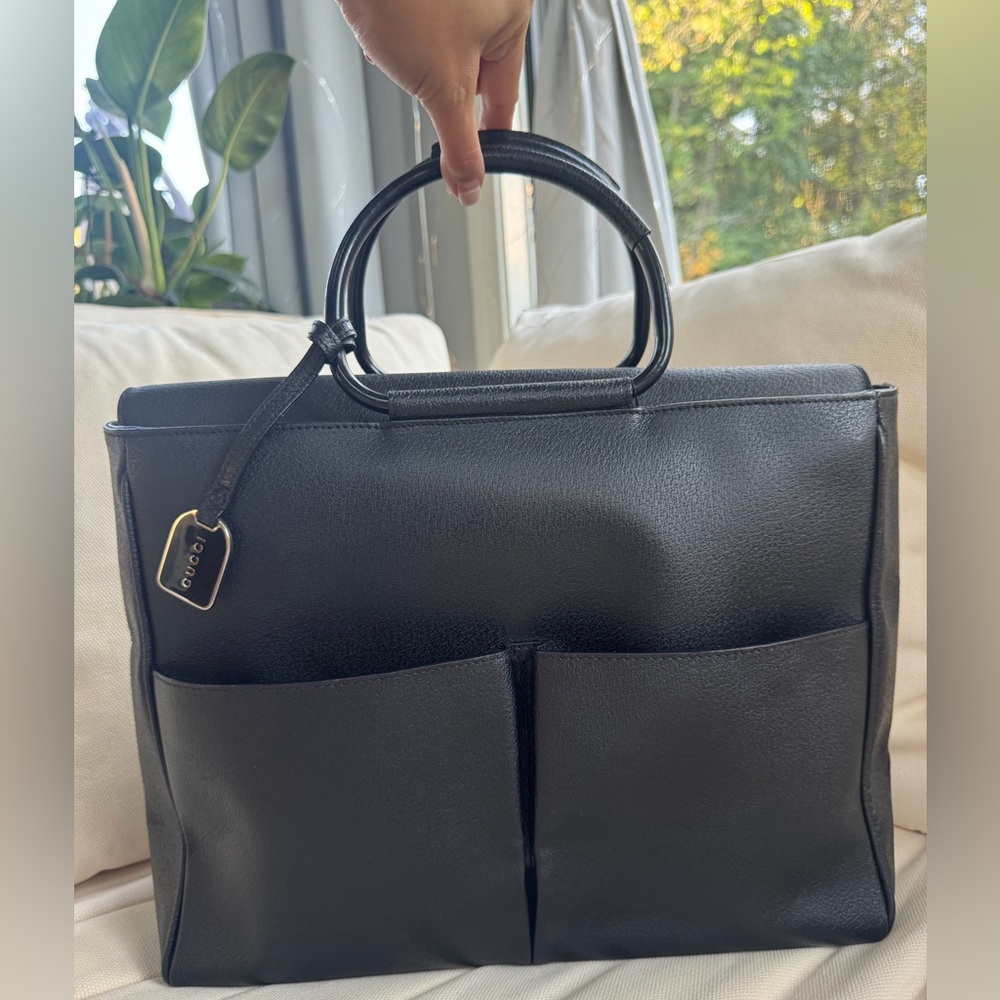 Gucci Tom Ford Era Black Leather Tote Bag